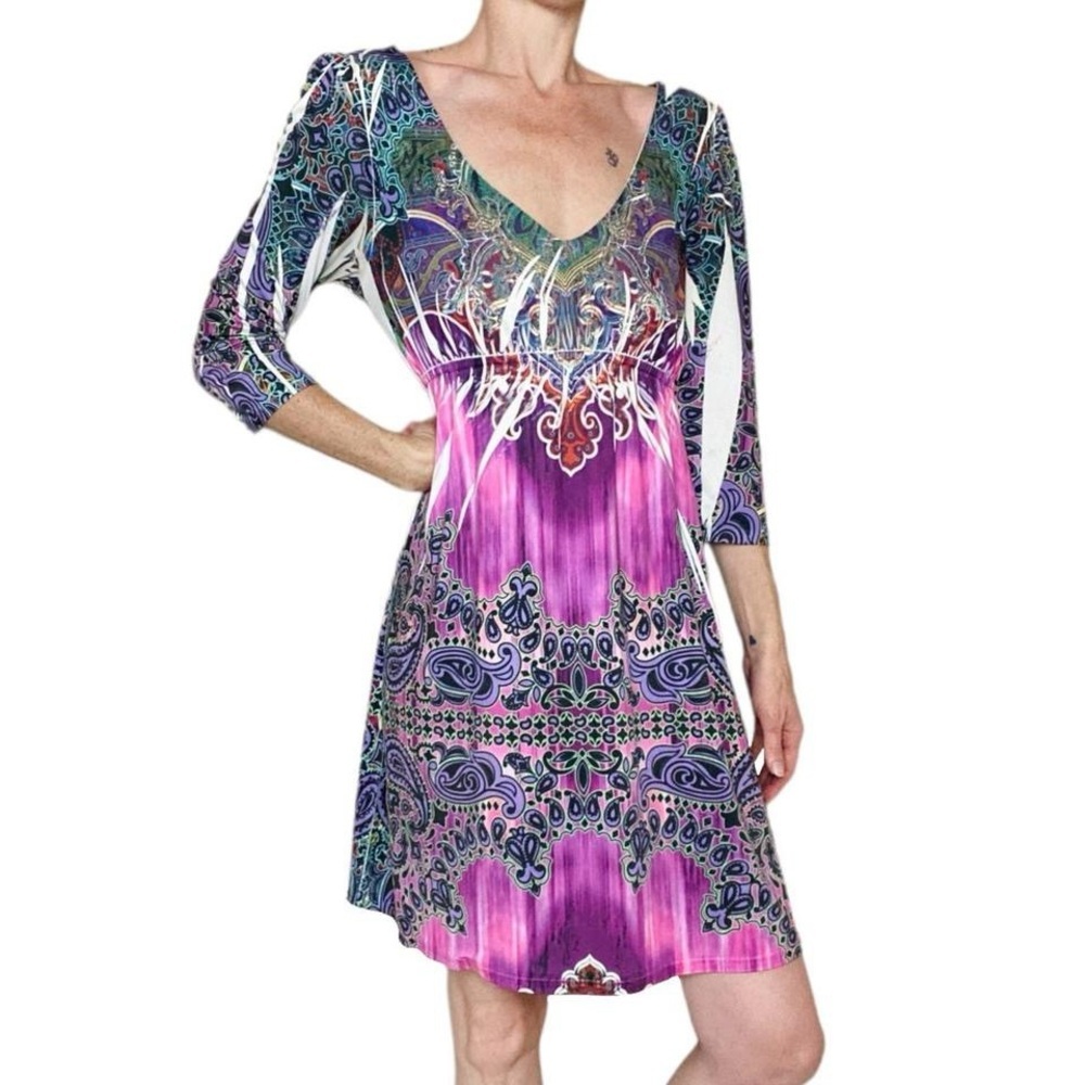 Ophelia Retro Y2K Colorful Geometric Kalediscope Boho Mini Dress
